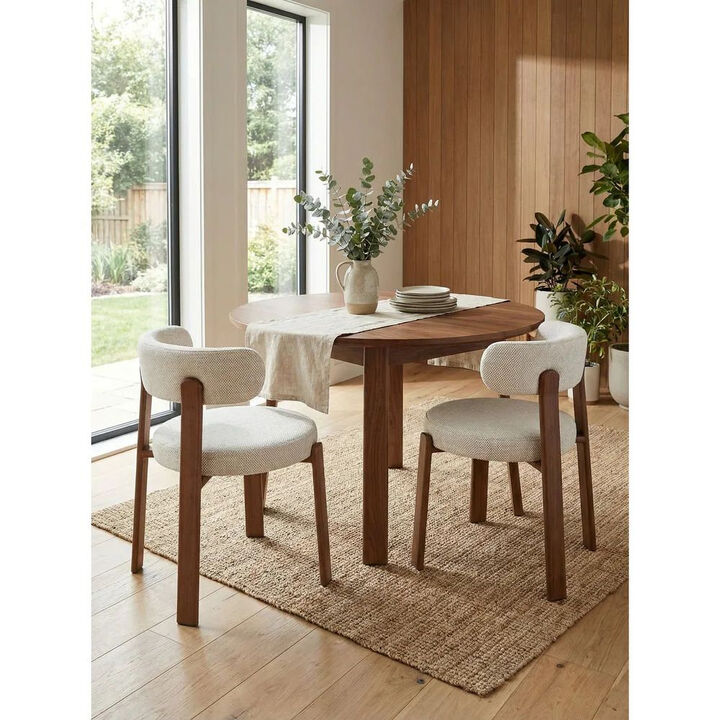 Upholstered Curved Back Wood-look Metal Frame 2pc Dining Chairs