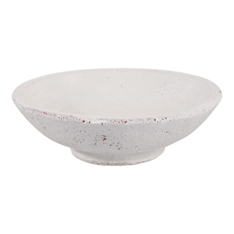 12" Crackle Finish Bowl, White image number 3