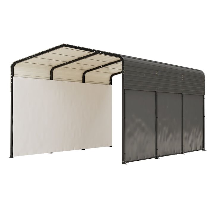 Mondawe 10x15FT Heavy Duty Metal Carport - Galvanized Steel Vehicle Shelter with UV Cover