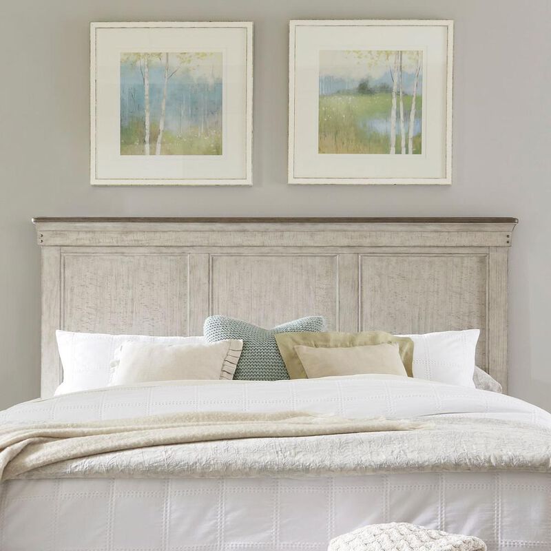 Liberty Furniture Ivy Hollow Queen Panel Bed in Weathered Linen Finish w/ Dusty Taupe Tops image number 2