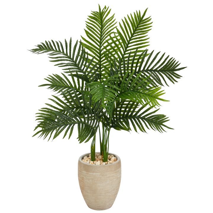 HomPlanti 3.5 Feet Areca Palm Artificial Tree in Sand Colored Planter (Real Touch)