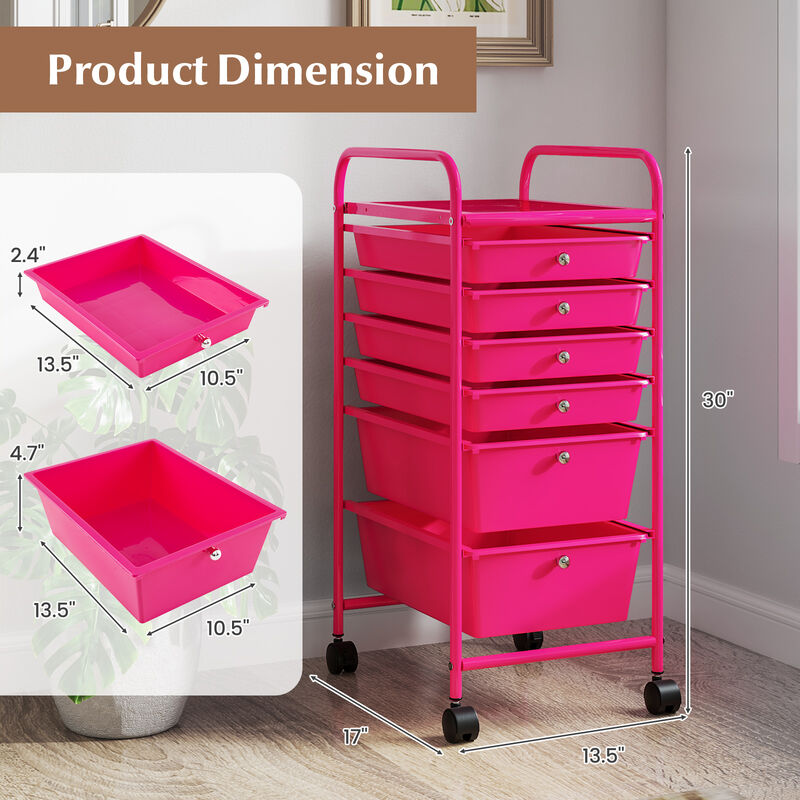 Multifunctional 6 Drawers Rolling Storage Cart Organizer