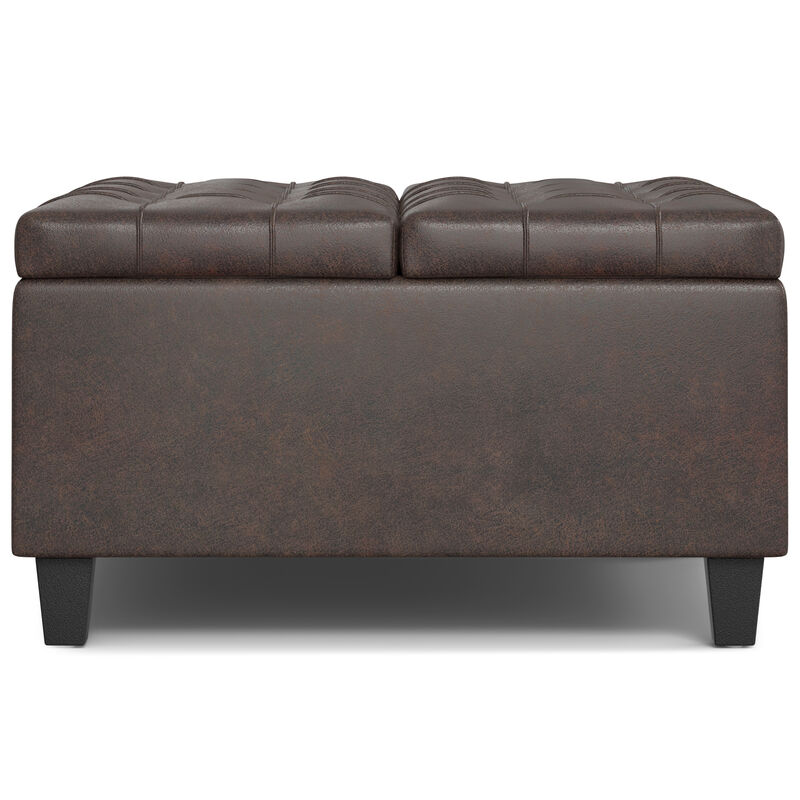 Simpli Home Harrison Small Square Coffee Table Storage Ottoman image number 1