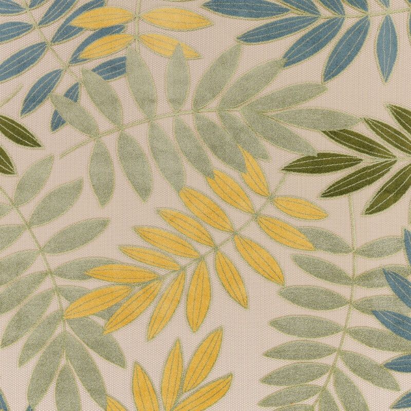 HomeRoots 10' X 14' Ivory Green Yellow Blue And Dark Green Palm Leaf Indoor Outdoor Area Rug image number 4