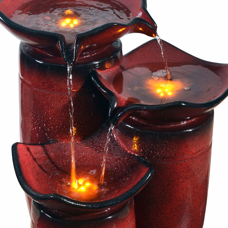 3-Tier Water Fountain with LED Lights, Red image number 5