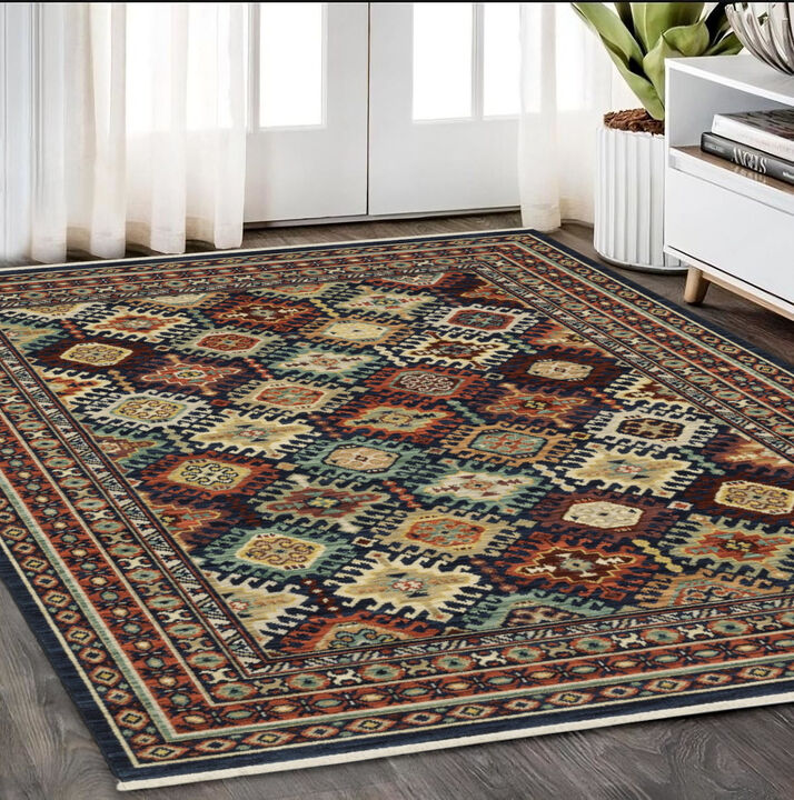 HomeRoots Oriental Area Rug With Fringe