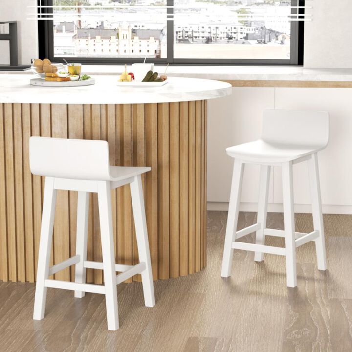 Hivvago Wood Bar Stools Set of 2 with Solid Back and Seat