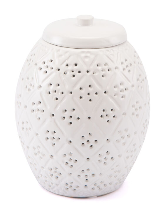 Zuo D&eacute;cor Floral Covered Jar White