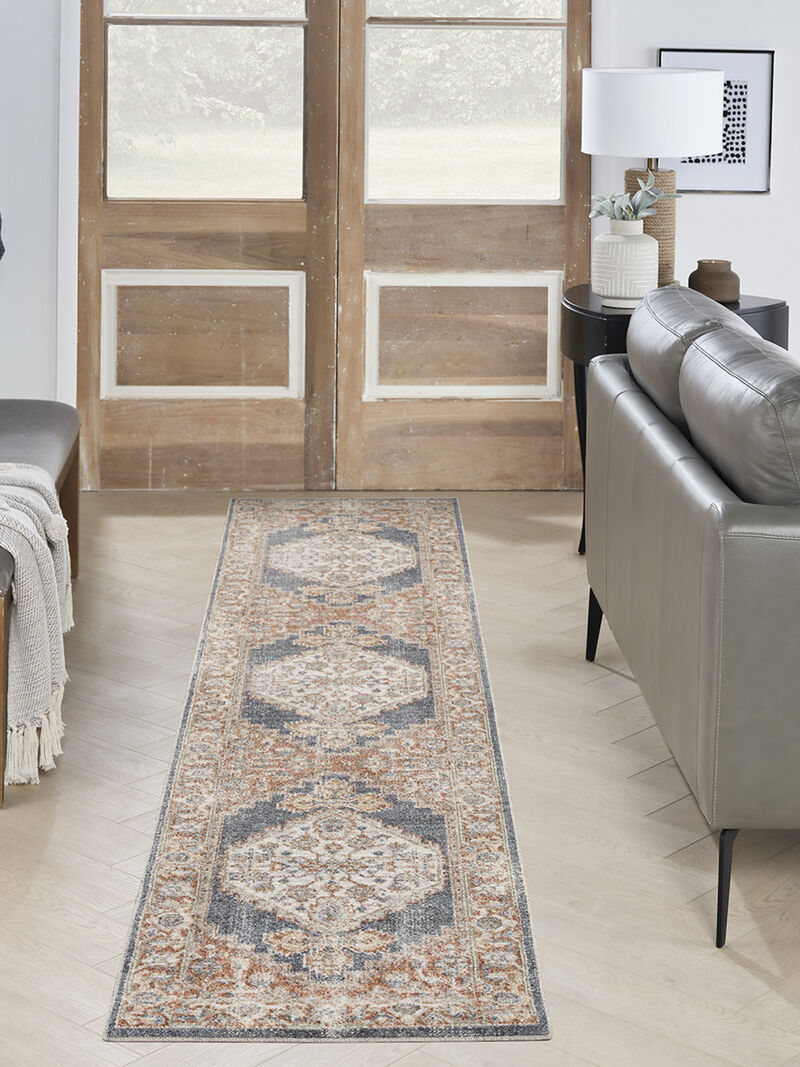 Astra Machine Washable ASW11 Denim/Multicolor 2'2" x 12' Rug