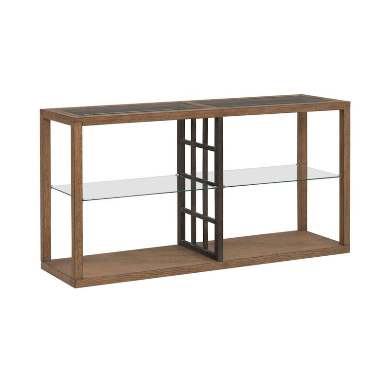 Liberty Furniture Bayhill Trellis Sofa Table for Living Room - Honey w/ Black Metal Accents image number 7