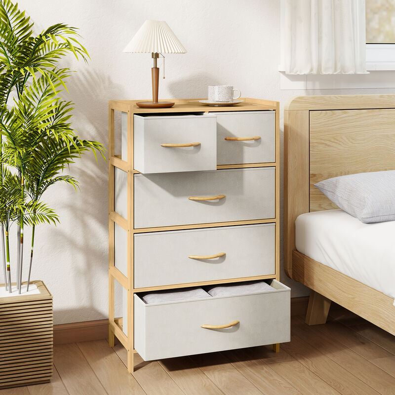 Natural 5-Drawer Bedroom Dresser with Top Shelf Storage image number 1