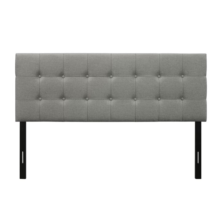QuikFurn Queen Modern Classic Style Button-Tufted Headboard in Grey Upholstered Fabric