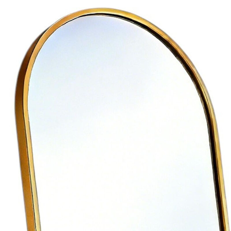 HomeRoots 55" Gold Aluminum Arch Freestanding And Wall Mounted Framed Full Length Mirror image number 2
