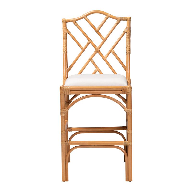 bali & pari Cedric Natural Rattan Bar Stool with Cushioned Seat image number 1