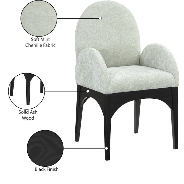 Meridian Furniture Waldorf Mint Chenille Fabric Dining Chair