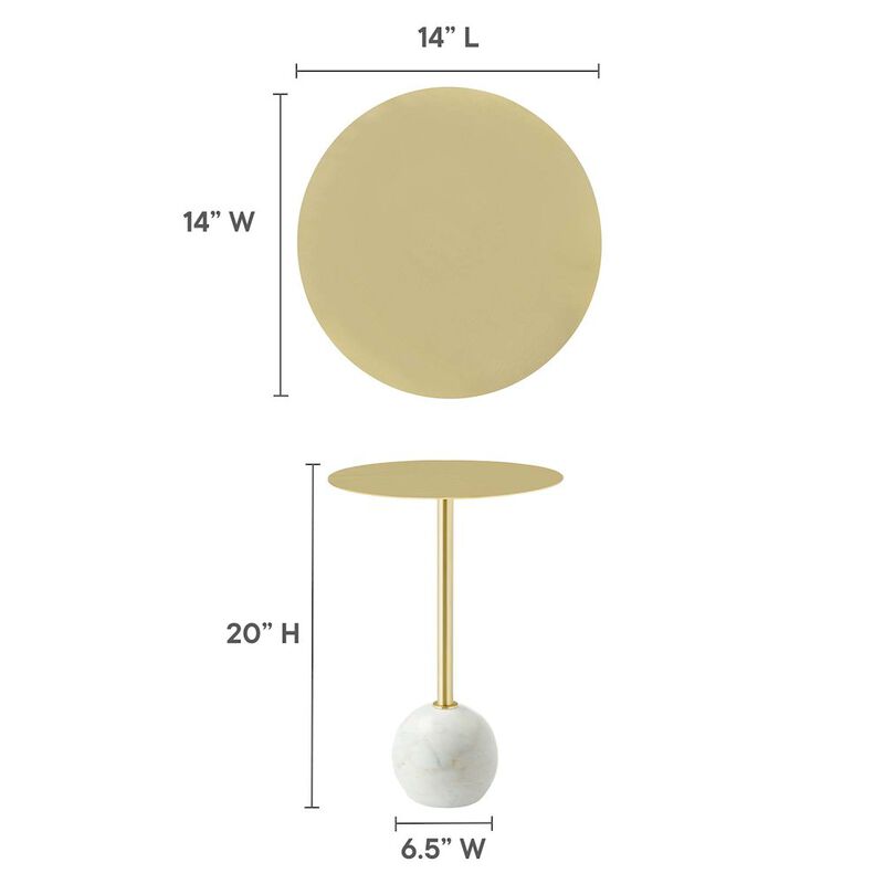 Aliza Round White Marble Side Table image number 2