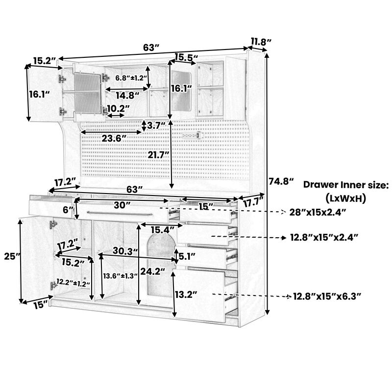 Merax Freestanding  Buffet Large Coffee Bar Storage Cabinet