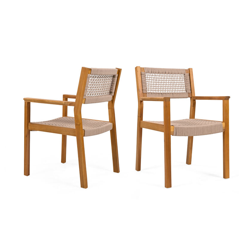 Merax 2 Pieces Acacia Wood Dining Chairs