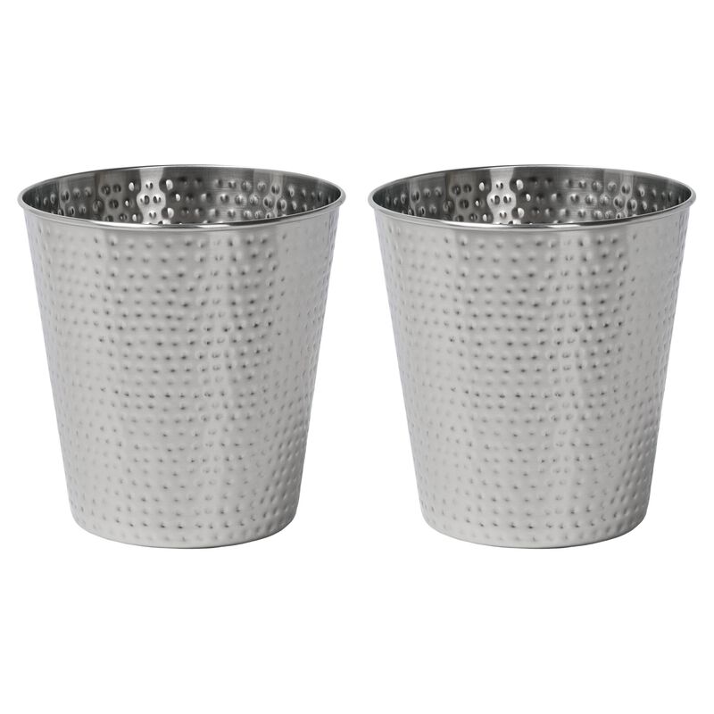 Axel Modern Minimalist Hammered Steel 2-Gallon Wastebasket