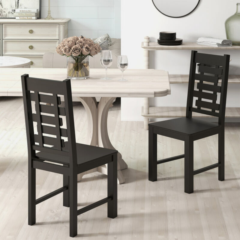 Set of 2 Solid Rubber Wood Wooden Dining Chairs for Kitchen image number 3