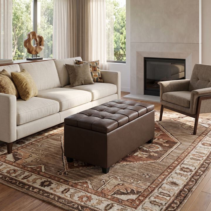 Simpli Home Sienna Storage Ottoman Bench