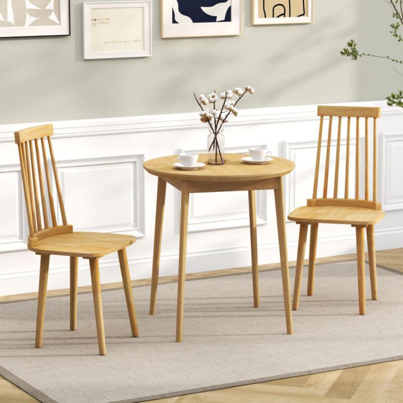 Hivvago Windsor Dining Chairs Set of 2 with High Spindle Back and Natural Rubber Wood Legs for Dining Room Living Room