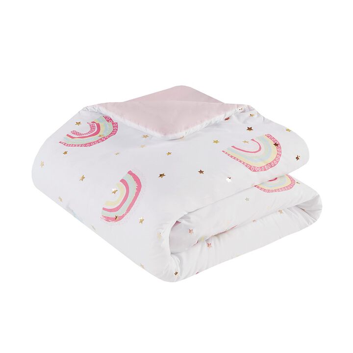 Gracie Mills Thyme Rainbow and Metallic Stars Comforter Set with Coordinating Bed Sheets