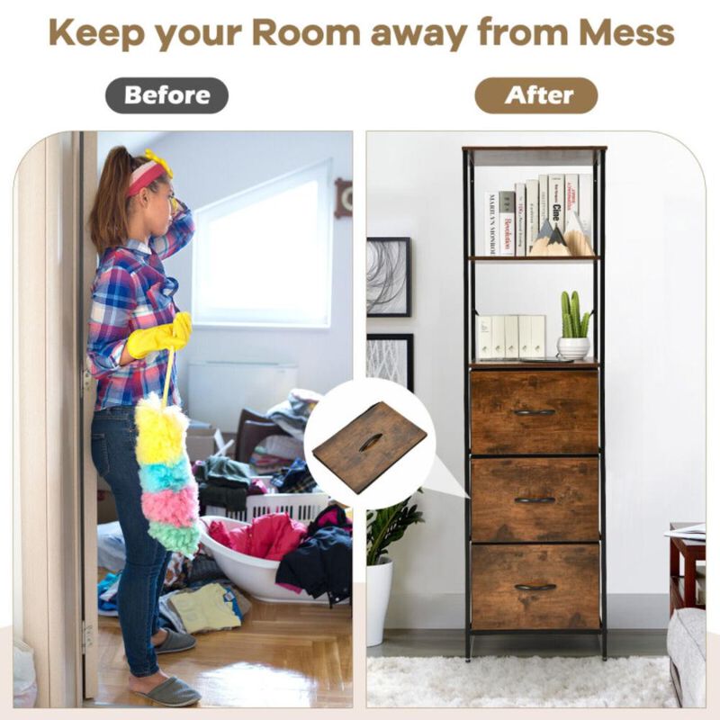 Hivvago Freestanding Vertical 3 Drawer Dresser with 3 Shelves