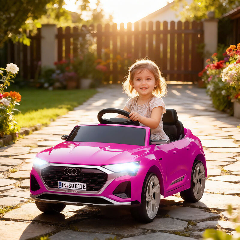 BreeBe Audi Q8 e-tron Sportback Licensed 12V Battery Powered Kids Electric Car w/ Spring Suspension, Soft Start image number 1