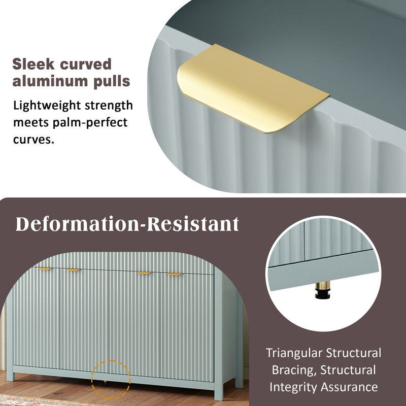 Merax Modern Wave-Pattern Sideboard Cabinet with 2 Drawers and 4 Doors