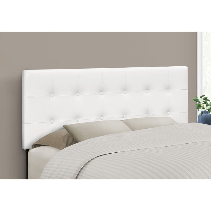 Monarch Specialties I 6002F Bed, Headboard Only, Full Size, Bedroom, Upholstered, Pu Leather Look, White, Transitional