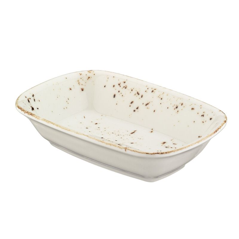 Grain 4.75" x 3.25" x h:1" 4 oz. Rectangular Decorated Porcelain Deep Plate (Set of 2)