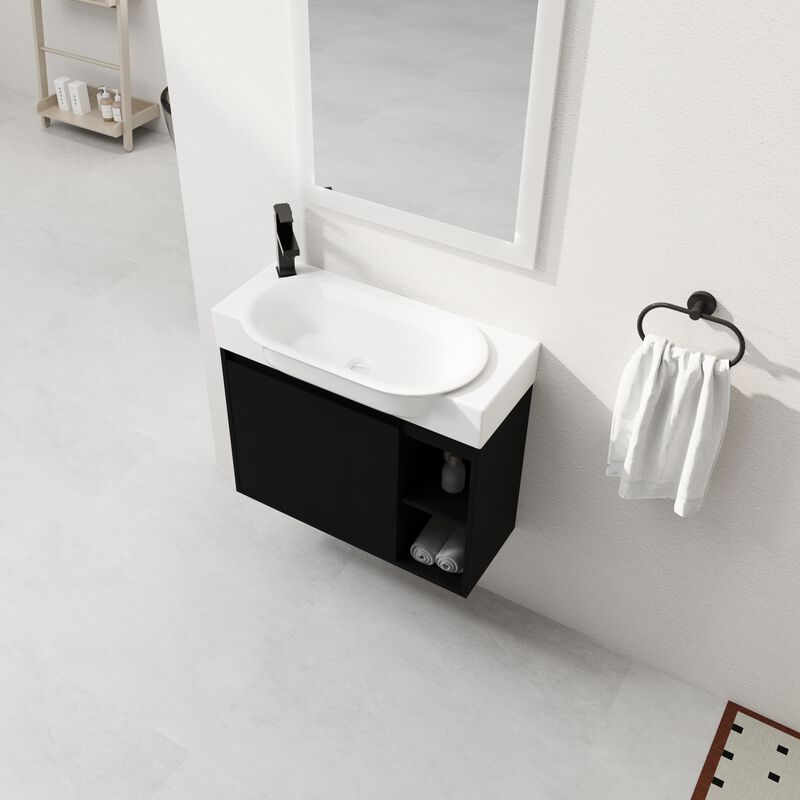 ELEMENT ACE Wall-Mounted Bathroom Vanity with Ceramic Sink and Soft-Close Doors for Modern Spaces image number 6