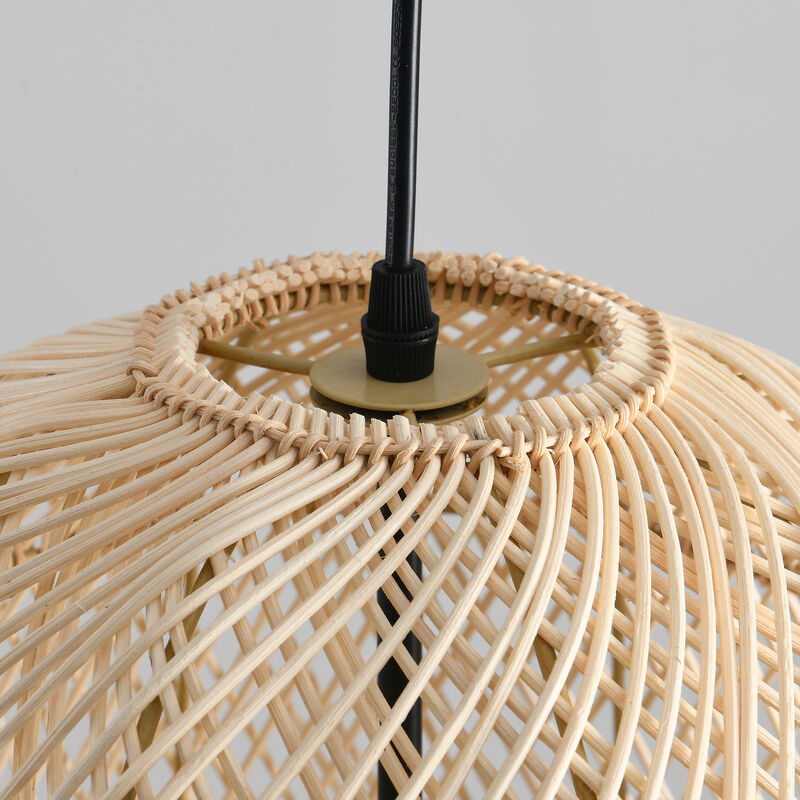 17.7" Bohemian Natural Dome Handwoven Rattan Pendant Light with Adjustable Cord for Bedroom, Living Room or Kitchen Island image number 7
