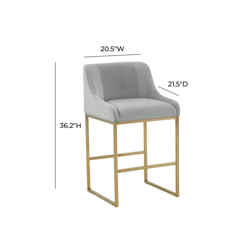 Casafoyer Lisa Grey Pleated Velvet Counter Stool image number 4