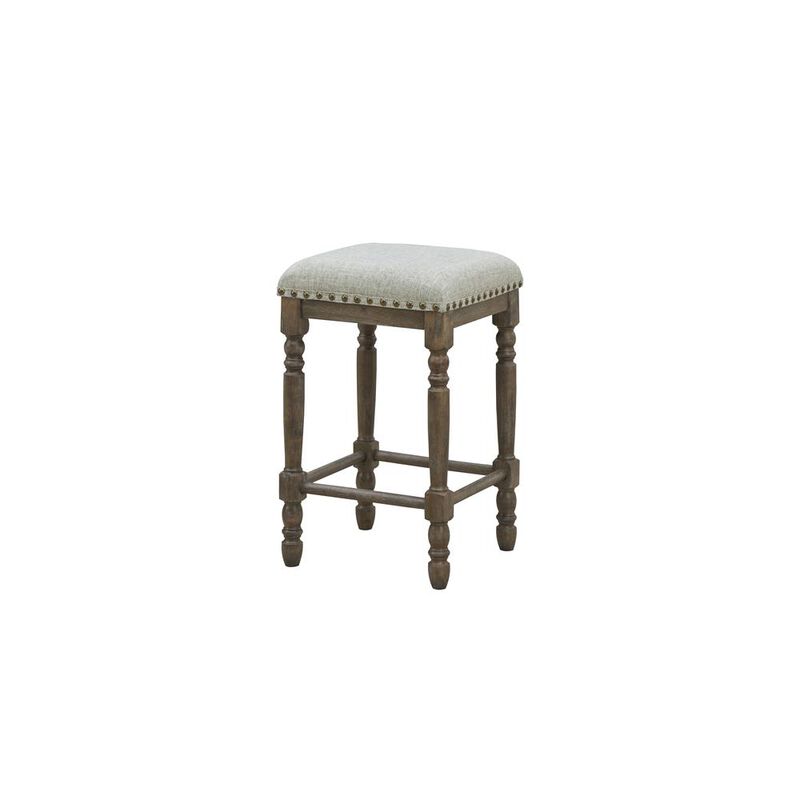 Carolina Living Brittany Deluxe Barstools - Set of 2 - Vintage Walnut - Peppered Upholstery