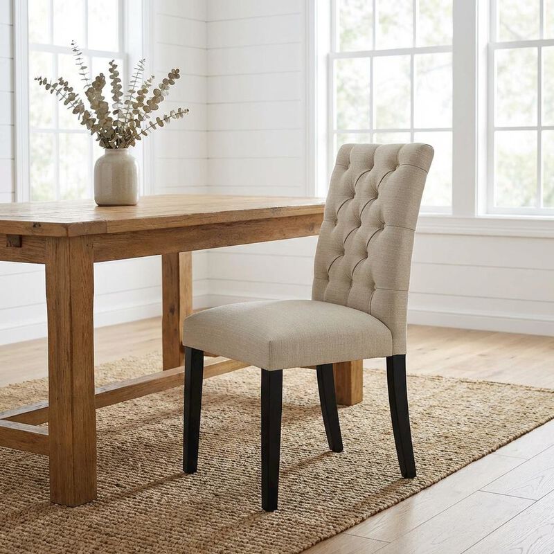 Fabric dining chair with plush backrest and comfortable seat image number 3