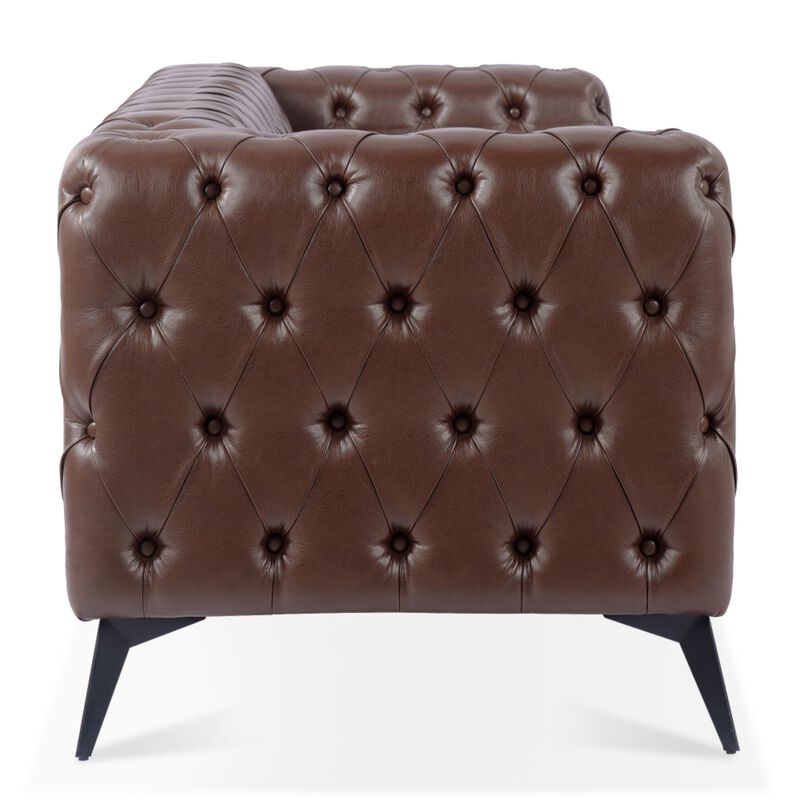 Cintco 84.06 Inch Chesterfield Tufted PU Leather 3‑Seat Sofa image number 5