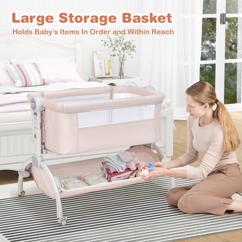 3-in-1 Baby Bassinet with Double-Lock Design and Adjustable Heights image number 4