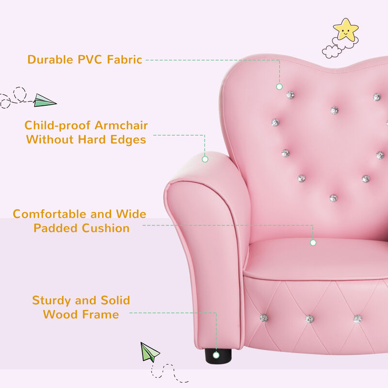 Kid Teen Sofa Armrest Chair Couch Children Toddler Birthday Gift Girls Pink