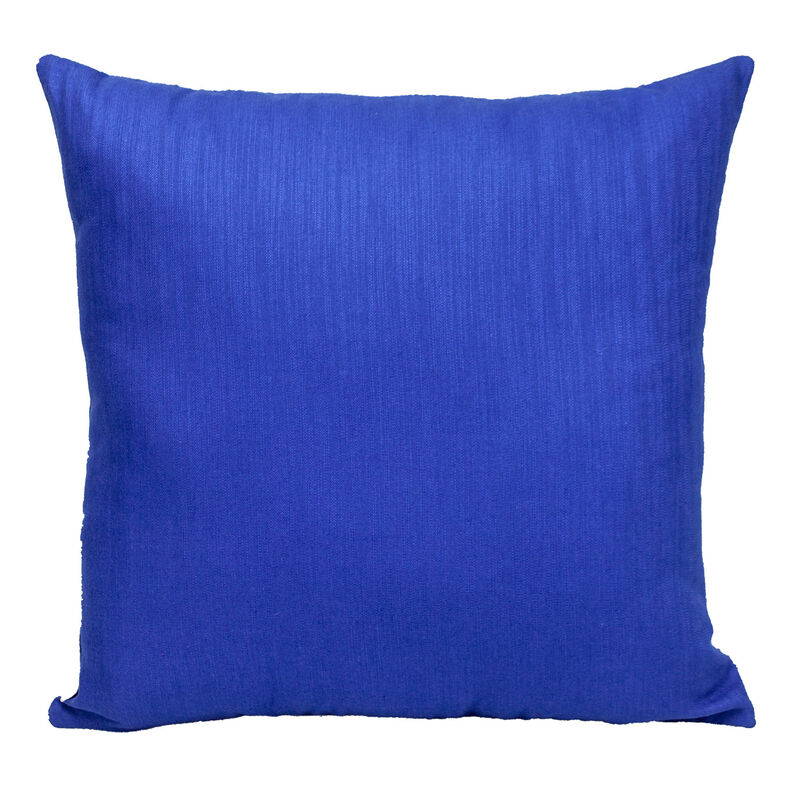 HomeRoots 18" Blue and White Geometric Cotton Throw Pillow With Embroidery image number 2