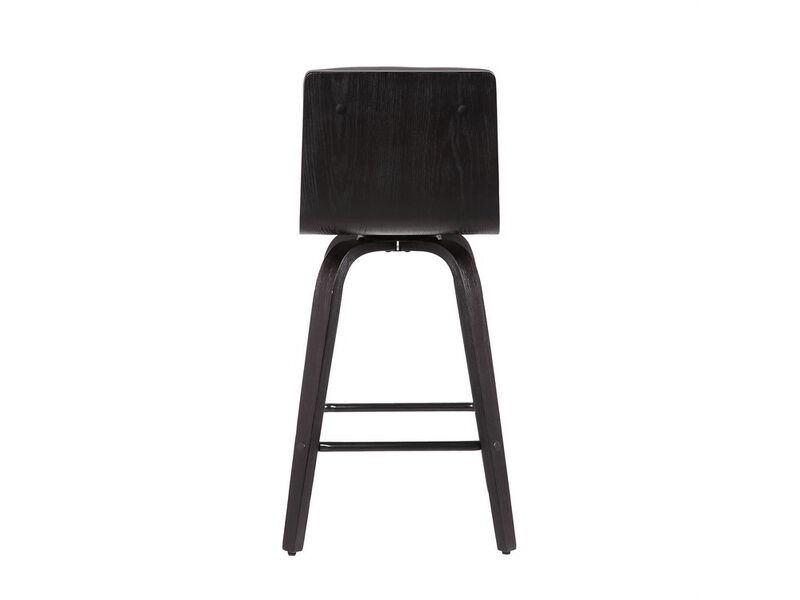 Leatherette Counter Height Bar Stool with Horizontal Stitching, Gray-Benzara image number 2