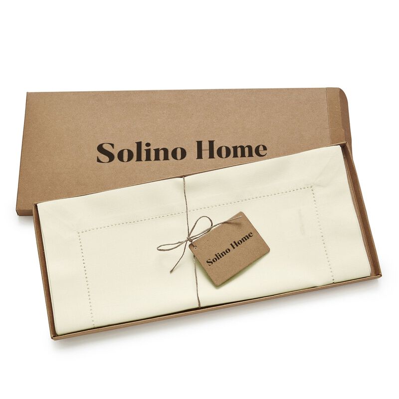 Solino Home Cotton Linen Table Runner - Cotton Linen Hemstitch