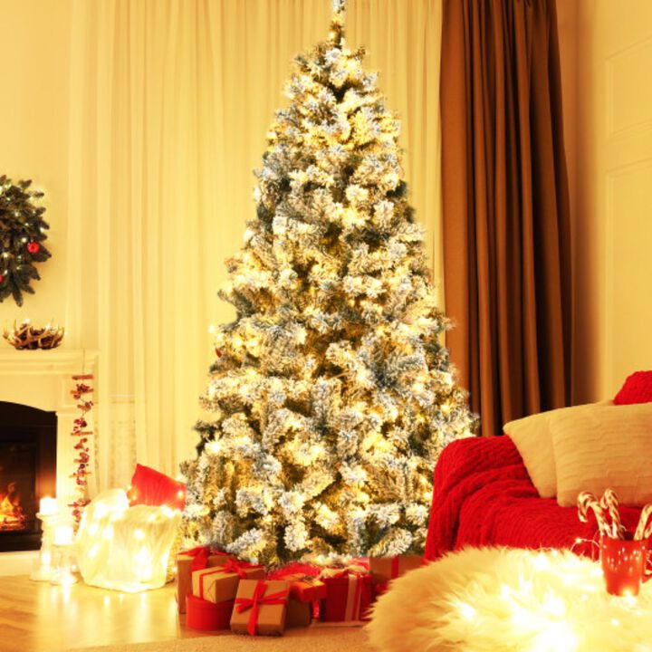 Pre-Lit Premium Snow Flocked Hinged Artificial Christmas Tree