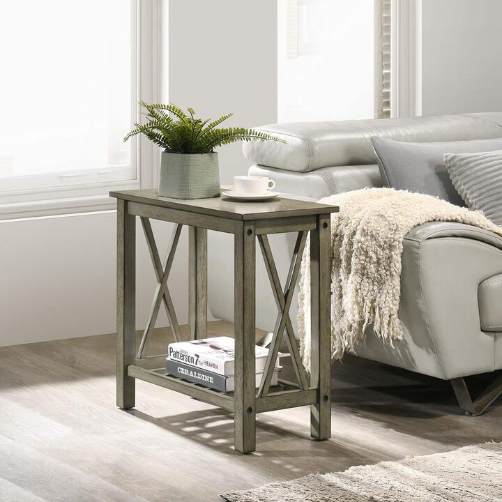 New Classic Furniture Eden Gray Wood End Table with Faux Marble Top (Set of 2)