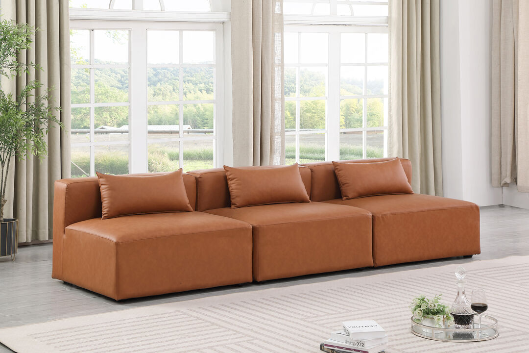 Meridian Furniture Cube Cognac Vegan Leather Modular Sofa