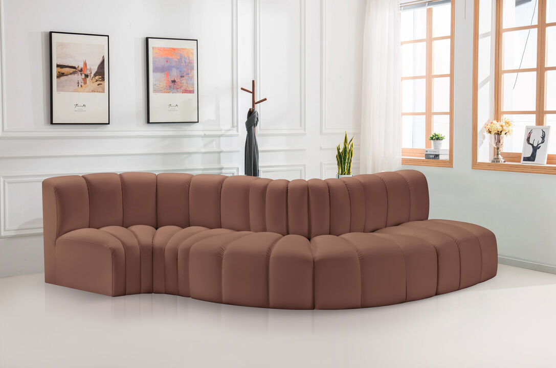 Meridian Furniture Arc Cognac Vegan Leather Modular Sofa