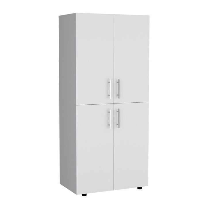 Armoire Wardrove 70" H, Double Doors, 6 Shelves, 2 Hanging Rods, White