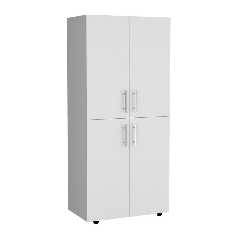 Armoire Wardrove 70" H, Double Doors, 6 Shelves, 2 Hanging Rods, White