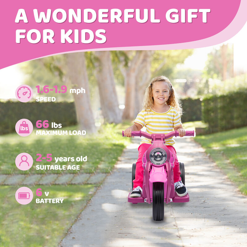 BreeBe Ride On Motorcycle, 6V Ride on Bubble Car, 3 Wheeled Electric Motorcycle for Kids w/ LED Headlight, Music image number 6